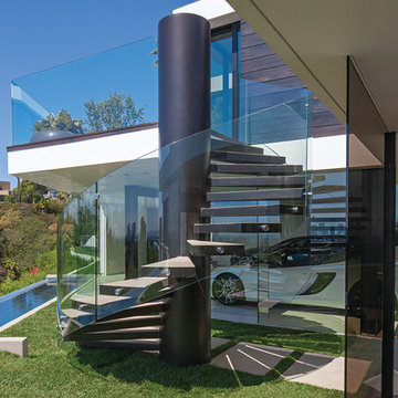 Laurel Way Beverly Hills luxury home garage & guest house exterior stairs