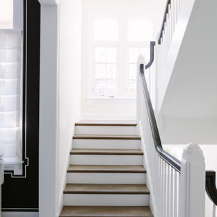 Inspiration for a transitional staircase remodel in Chicago