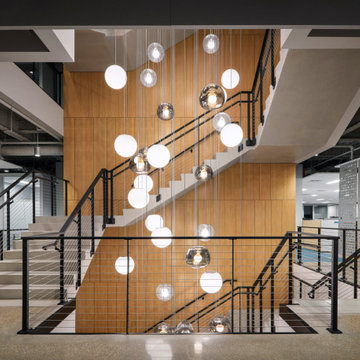 Lobby Grand Staircase with Cable Railings-Carrollton, TX