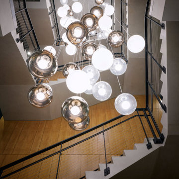 Lobby Grand Staircase with Cable Railings-Carrollton, TX