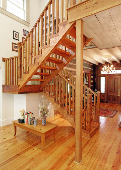 Rustic Staircase by Alan Clark Architects, LLC