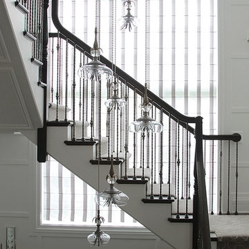 Luxury Staircase Roman Shades in Winnetka, IL
