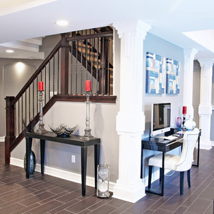 Inspiration for a contemporary u-shaped staircase remodel in Detroit