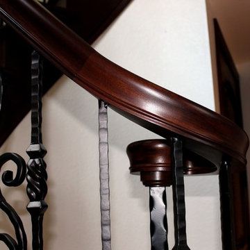 Mahogany & Wrought Iron Curved Staircase - Sanibel