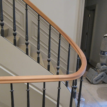 Mahogany handrail on wrought iron