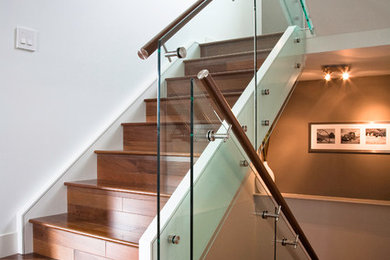 Maple Hardwood Stair with Glass Railing