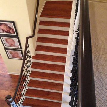 Maple wood stair install with white faces