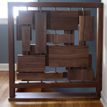 Midcentury inspired custom stair landing