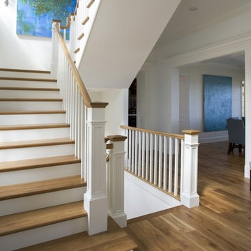 Millmade Stair with 4 3/4'' Recessed Panel/Double Trimmed Newell Posts