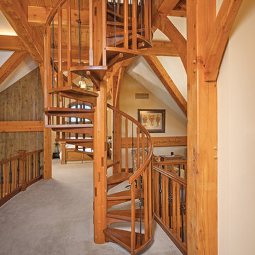 Missouri Timber Frame Home - Spiral Staircase