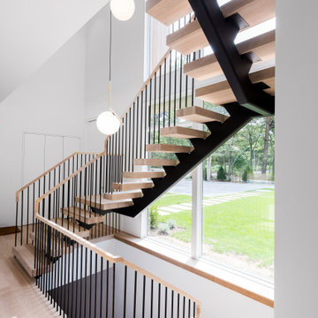 Modern Floating Stair with Pencil Rail, East Hampton, NY
