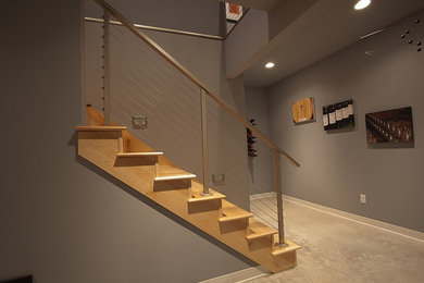 Modern Interior Stairs with Metal Cable Rail