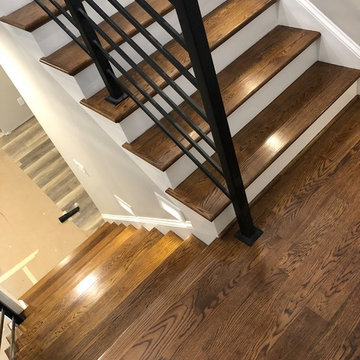 Modern oak staircase and railing installation