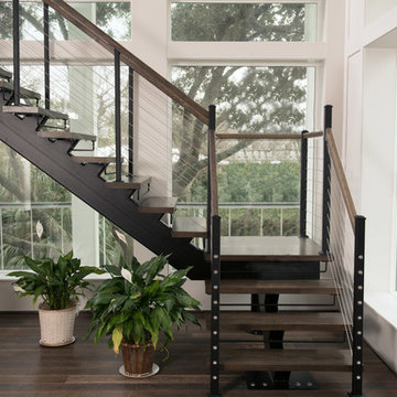 Modern Staircase in Texas Lake House