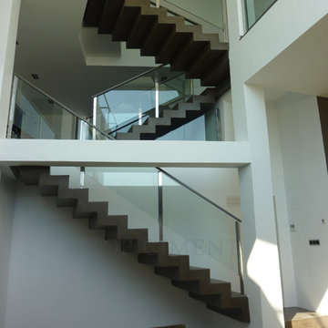 Modern staircase, smooth brown Semi-Glossy finish