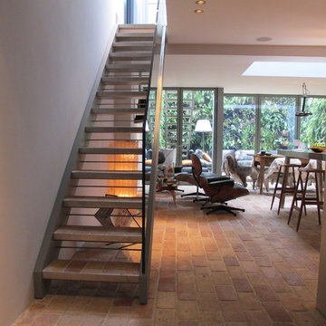 Modern staircase with glass