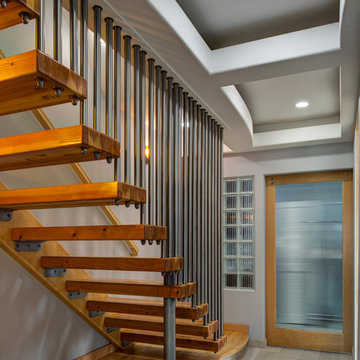 Modern stairs, coved ceiling