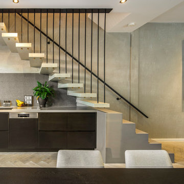 Modern Timber & Marble Staircase