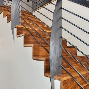 Modern wood and metal staircase