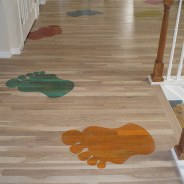 Multi-colored Footprints Custom Stairs.