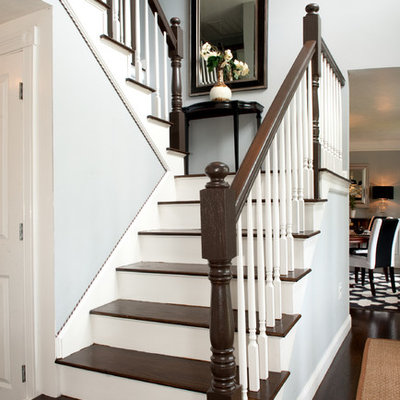 Elegant wooden u-shaped staircase photo in Boston