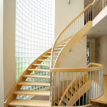 natural finish maple stair