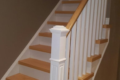 Natural Maple stair treads with white risers