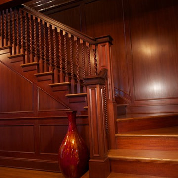 New Jersey Residence Mahogany Foyer Paneling and Millwork