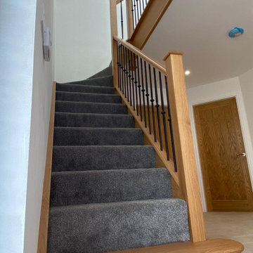New Oak and Wrought Iron Staircase