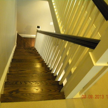 New Stair and Rail - painted Box Newels and Balusters with stained Handrail