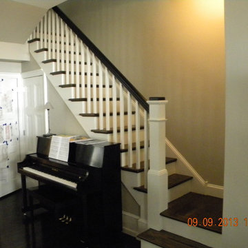 New Stair and Rail - painted Box Newels and Balusters with stained Handrail