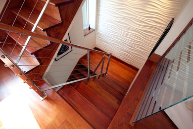 Inspiration for a modern staircase remodel in Boston