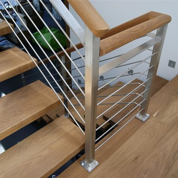 Oak & Stainless Steel Interior Railing