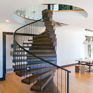 Oak and Steel Spiral Staircase