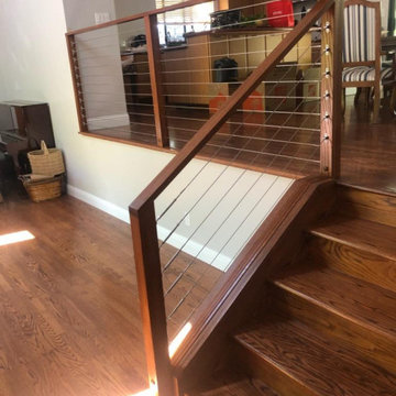 Oak railing with stainless steel cables