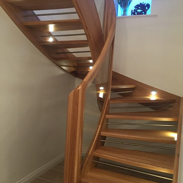 Oak Staircase with glass balustrade and LED lights