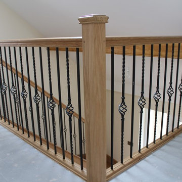 Oak staircase with metal spindles