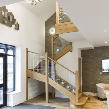 Open Riser Staircase with Glass Balustrade