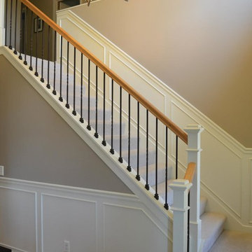 Open Stairway Handrail With Pin Wainscoting