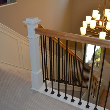 Open Stairway Handrail With Pin Wainscoting