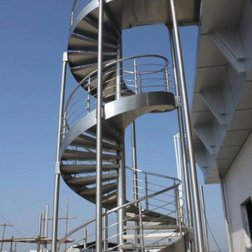 Outdoor stainless steel spiral staircase