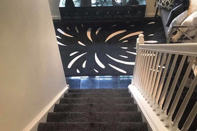 Patriot Mills salt and pepper broadloom frieze on the stairs with italian marble