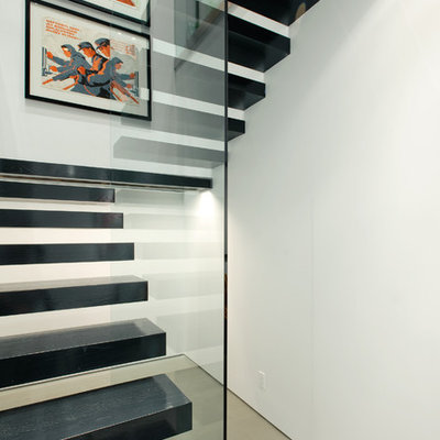 Staircase - modern wooden floating staircase idea in Seattle