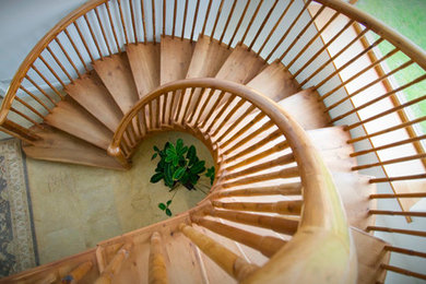 他の地域にあるラグジュアリーな広いトラディショナルスタイルのおしゃれな階段の写真