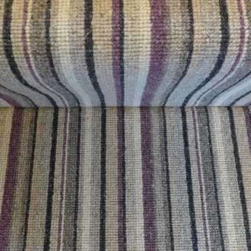 purple striped stair carpet
