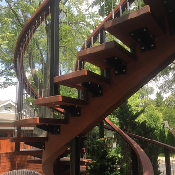 Raised deck and floating stairway