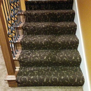 Random stair carpet with a pattern.