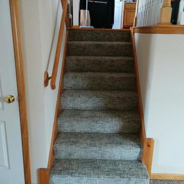 Random stair carpet with a pattern.
