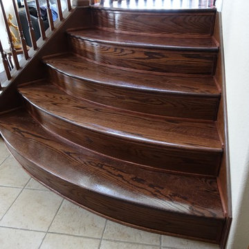 Red Mahogany Staircase with Waterfall