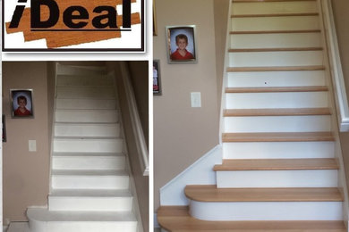 Example of a mid-sized classic wooden l-shaped staircase design in Miami with painted risers
